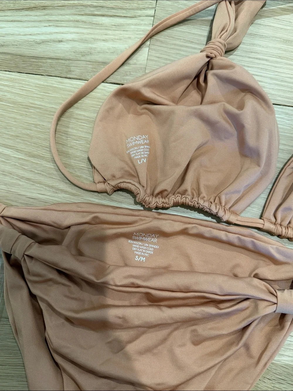Monday Swimwear Tulum Top & Bottom Bikini in sand.